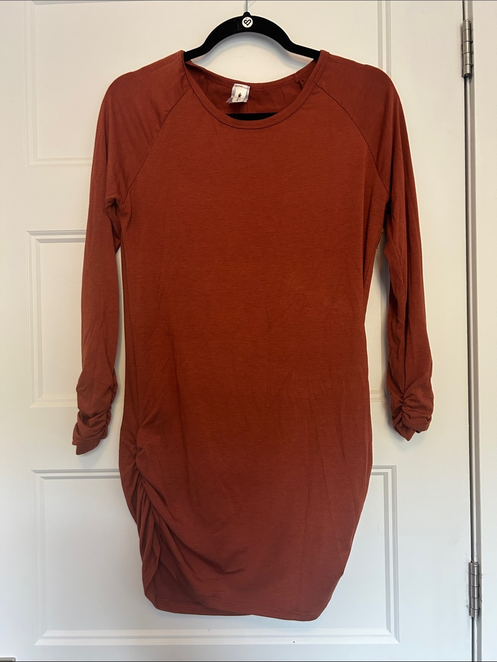 Vanilla Bay Rust Long Sleeve Side-Ruching Tunic